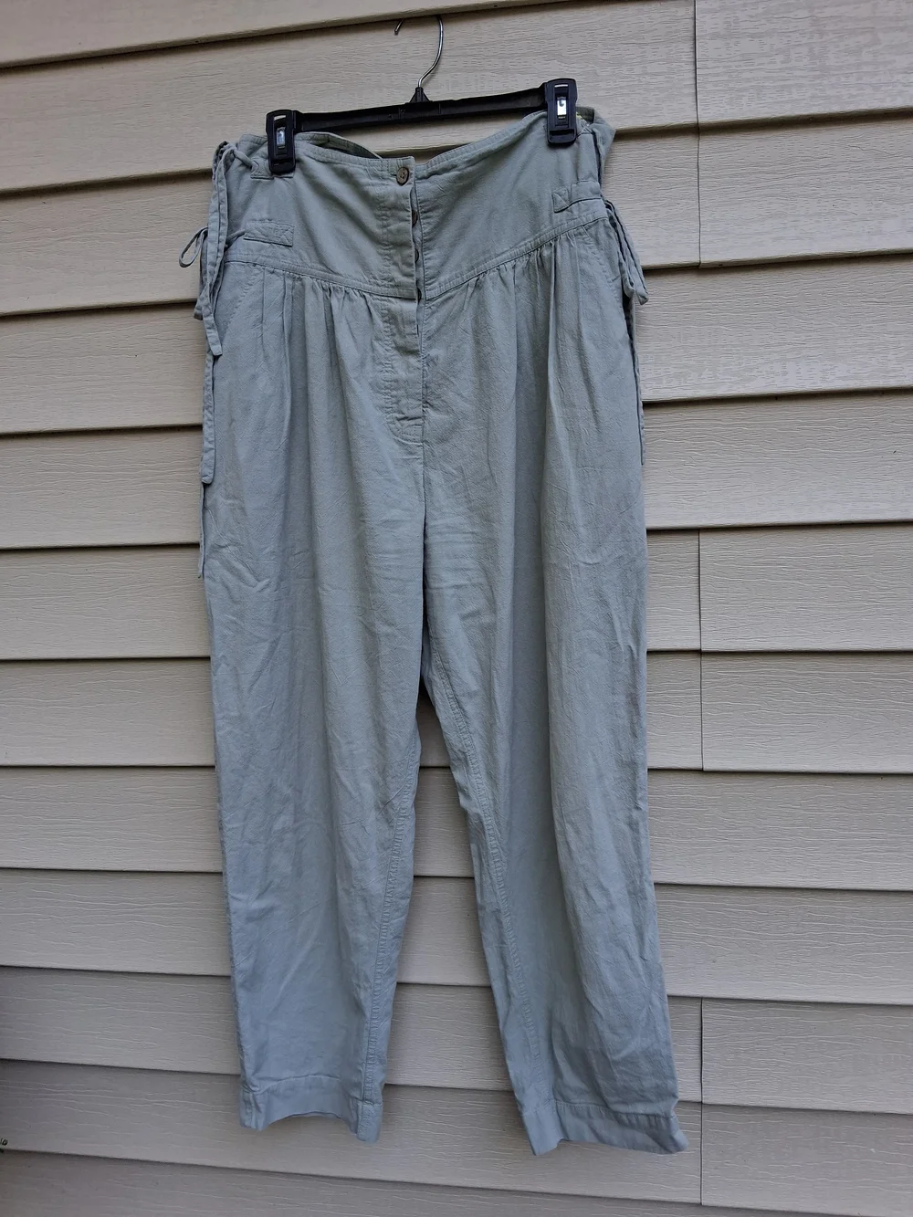 Free People Light Sage High-Rise Wide Leg Pants with Side Ties